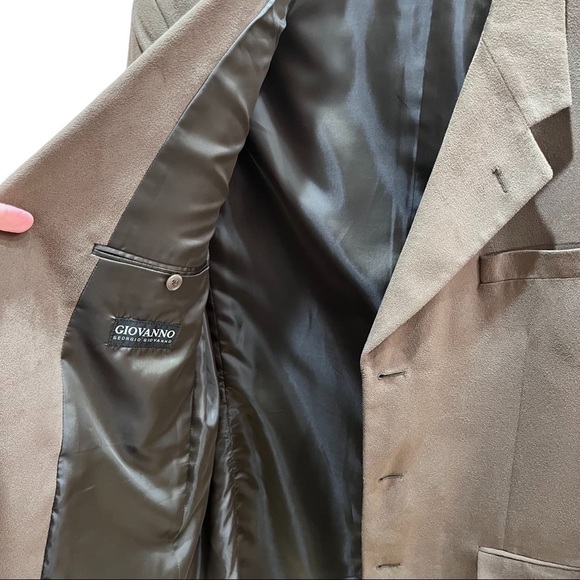 Georgio Giovanno Brown Ultra Suede Sport Coat 3 Button Front Sz 40R - Picture 5 of 9